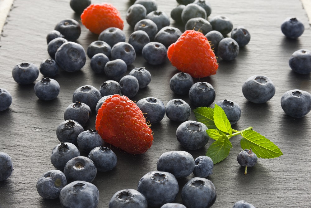 Blueberries Raspberries Mint