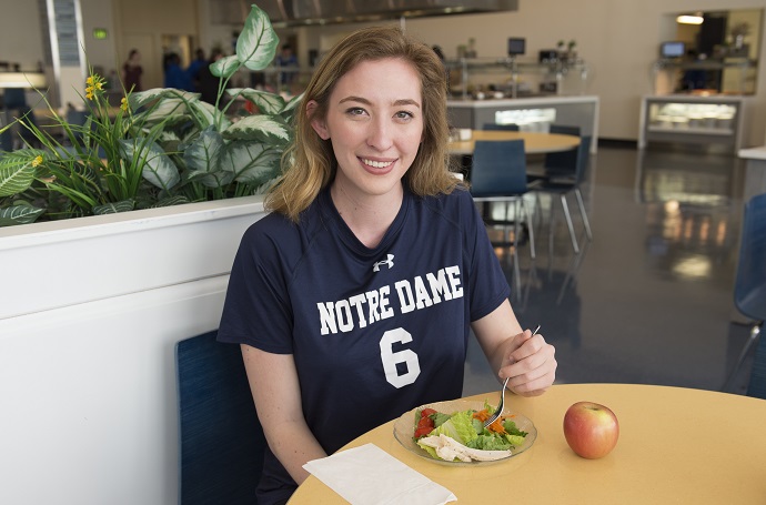Ashely, athlete 2, sitting eating